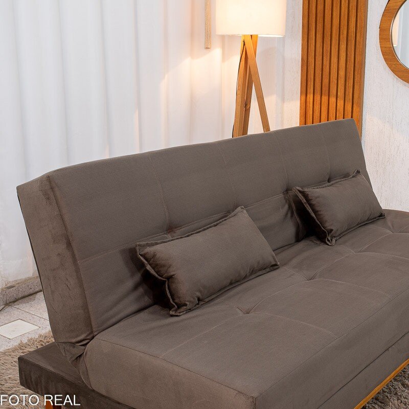 Sofá Cama Madrid Veludo Marrom 2263 Larg. 1.80m - Molas Bonnel - Imagem 6