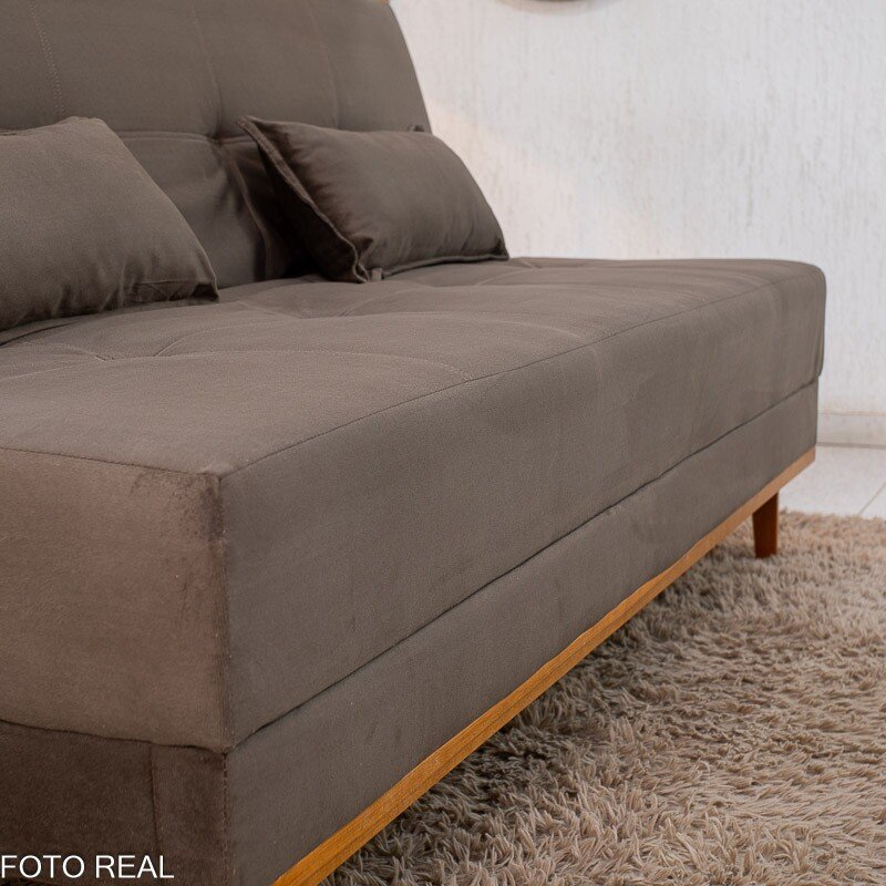 Sofá Cama Madrid Veludo Marrom 2263 Larg. 1.80m - Molas Bonnel - Imagem 7
