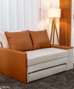 Sofá Cama Orion Larg. 1.46m Veludo Bege 37