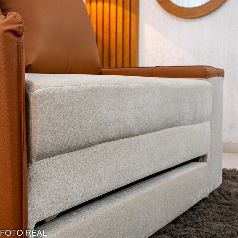 Sofá Cama Orion Larg. 1.46m Veludo Bege 37 - Imagem 11