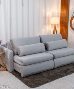 Sofá Retrátil Amaranto 2.30m Veludo Prata 3040/03 - Sem Caixa