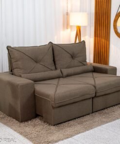 Sofá Retrátil Reclinável Tokio 2.00m Linho Marrom - D28 Soft