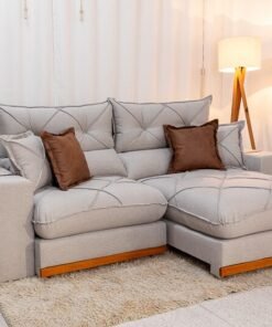 Sofá Retrátil Reclinável Gran Bello 2.30m Linho Cinza 31 - Molas Ensacadas Pocket