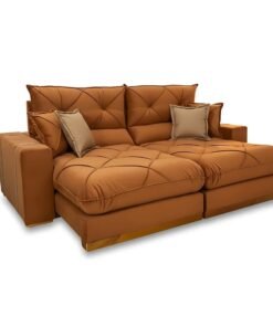 Sofá Retrátil Reclinável Gran Bello 2.30m Veludo Terracota 24 - Molas Ensacadas Pocket