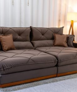 Sofá Retrátil Reclinável Gran Bello 2.90m Veludo Marrom - Molas Ensacadas