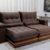 Sofá Retrátil Reclinável Ibis 2.30m Veludo Marrom 815 - D33 e Molas Ensacadas