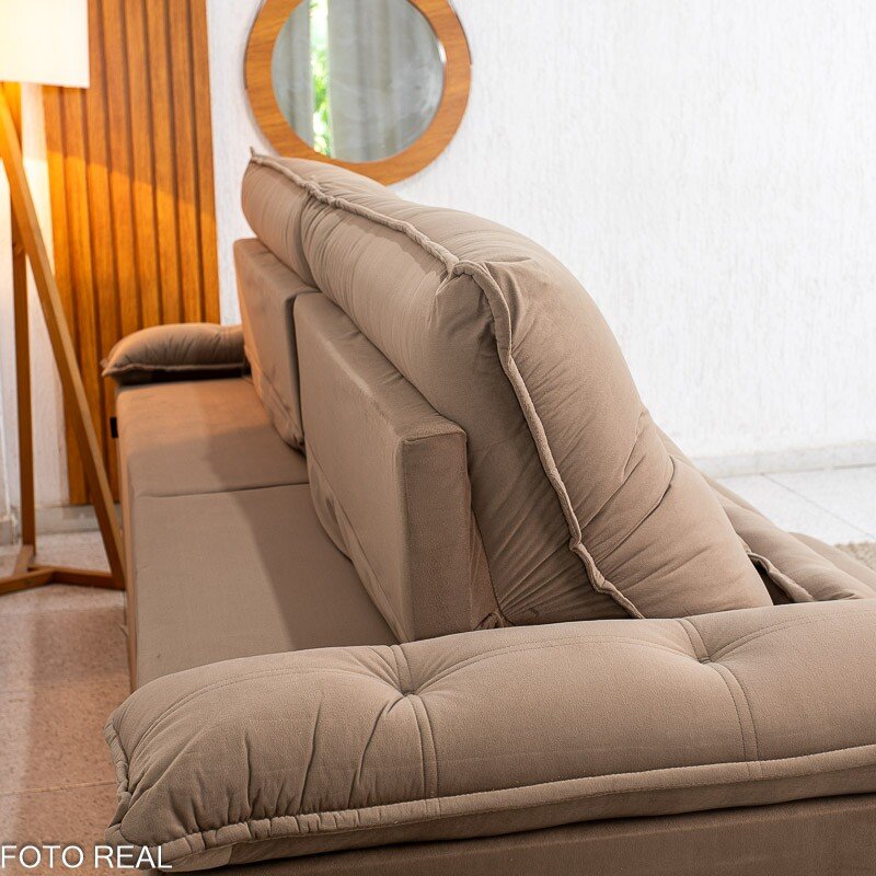 Sofá Retrátil Reclinável Ibis 2.50m Veludo Capuccino 828 - D33 e Molas Ensacadas - Imagem 10