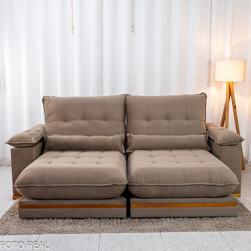 Sofá Retrátil Reclinável Ibis 2.50m Veludo Capuccino 828 - D33 e Molas Ensacadas - Imagem 3