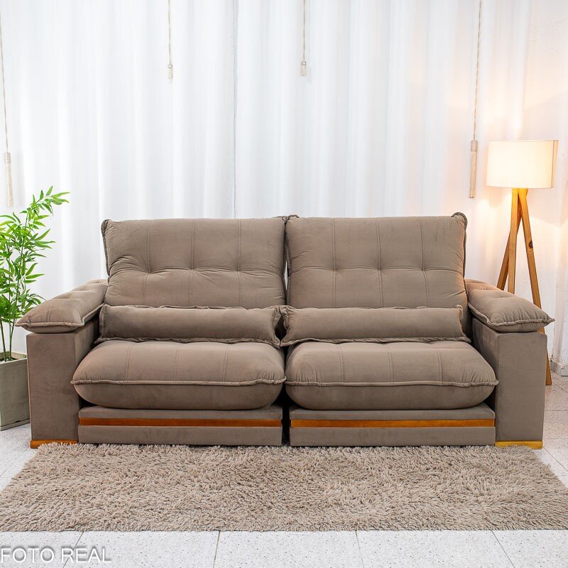 Sofá Retrátil Reclinável Ibis 2.50m Veludo Capuccino 828 - D33 e Molas Ensacadas - Imagem 4