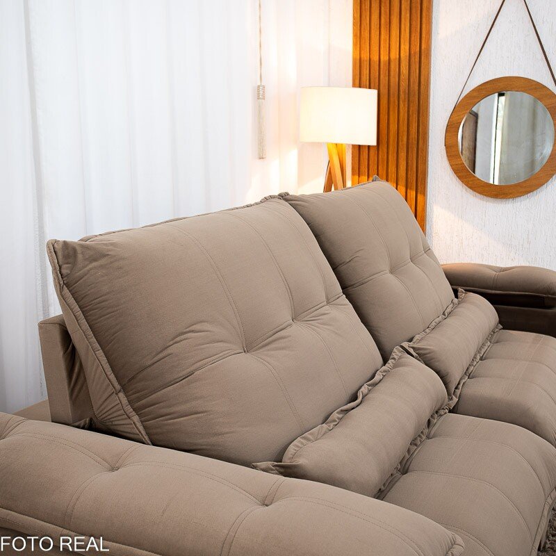 Sofá Retrátil Reclinável Ibis 2.50m Veludo Capuccino 828 - D33 e Molas Ensacadas - Imagem 7