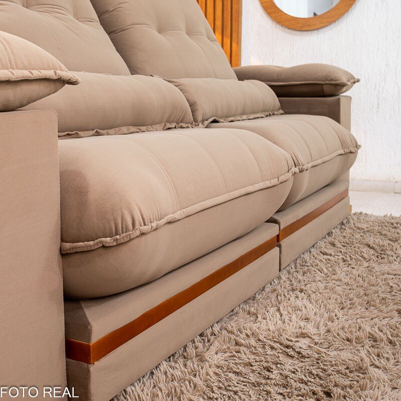 Sofá Retrátil Reclinável Ibis 2.50m Veludo Capuccino 828 - D33 e Molas Ensacadas - Imagem 8