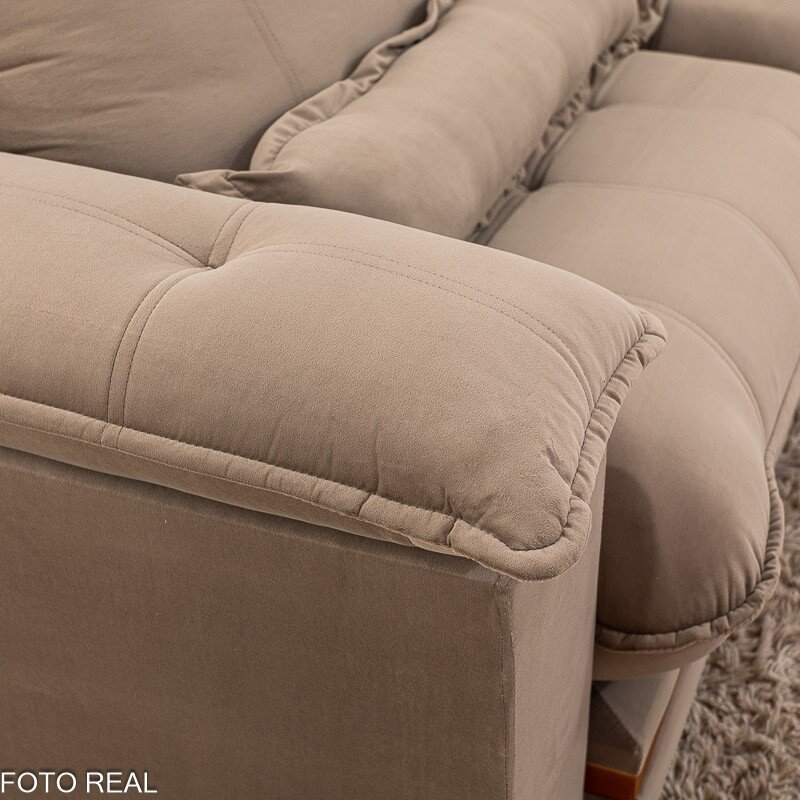 Sofá Retrátil Reclinável Ibis 2.50m Veludo Capuccino 828 - D33 e Molas Ensacadas - Imagem 9