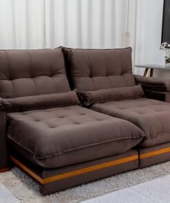 Sofá Retrátil Reclinável Ibis 2.50m Veludo Marrom 815 - D33 e Molas Ensacadas