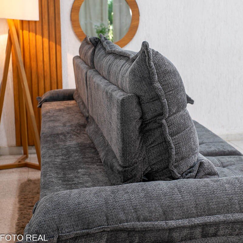 Sofá Retrátil Reclinável Itaúna 2.30m Chenille Grafite 573 - Molas Ensacadas - Imagem 11