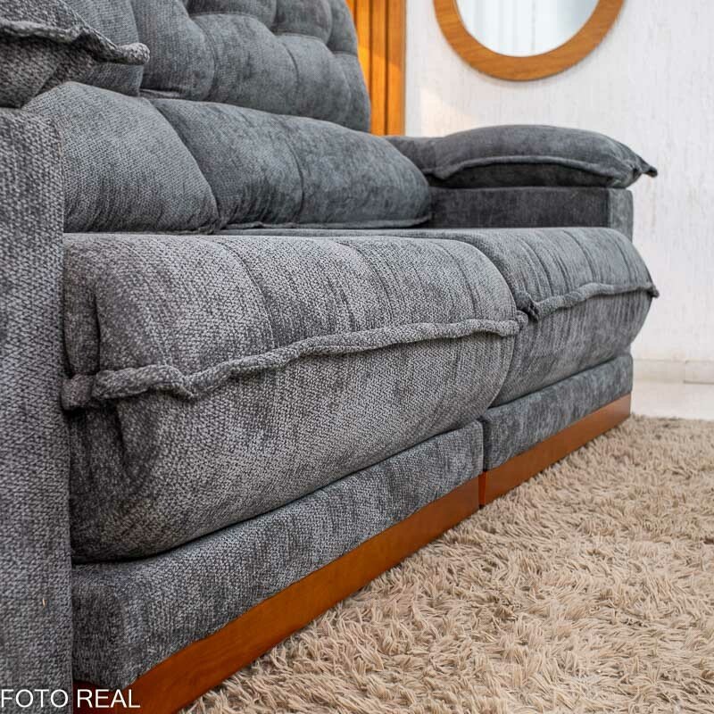 Sofá Retrátil Reclinável Itaúna 2.30m Chenille Grafite 573 - Molas Ensacadas - Imagem 9