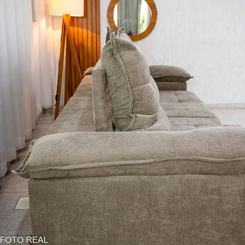 Sofá Retrátil Reclinável Itaúna 2.50m Chenille Bege 574 - Molas Ensacadas - Imagem 11