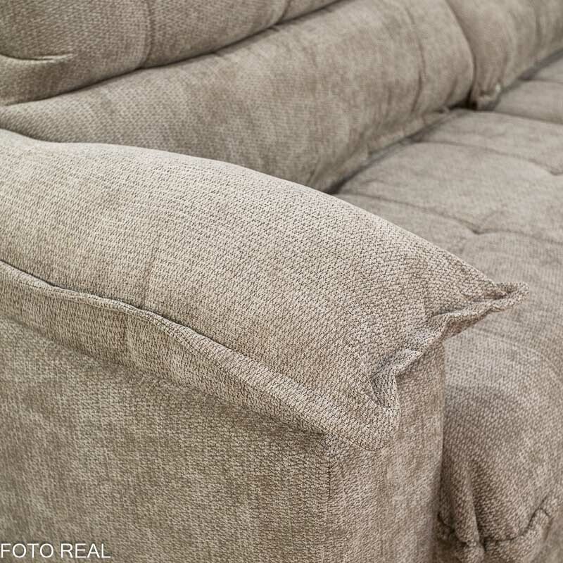 Sofá Retrátil Reclinável Itaúna 2.50m Chenille Bege 574 - Molas Ensacadas - Imagem 8