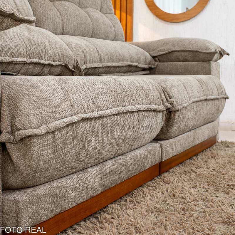 Sofá Retrátil Reclinável Itaúna 2.50m Chenille Bege 574 - Molas Ensacadas - Imagem 9