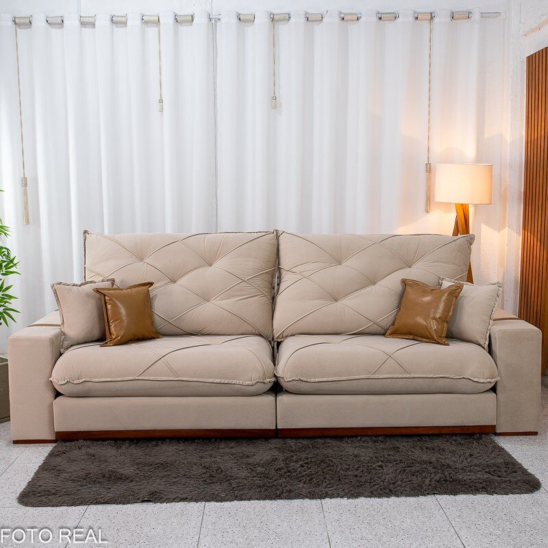 Sofá Retrátil Reclinável Malibu 2.90m Veludo Bege 827 - D33 e Molas Ensacadas - Imagem 5
