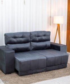Sofá Retrátil Reclinável Royal 2.00m Veludo Grafite