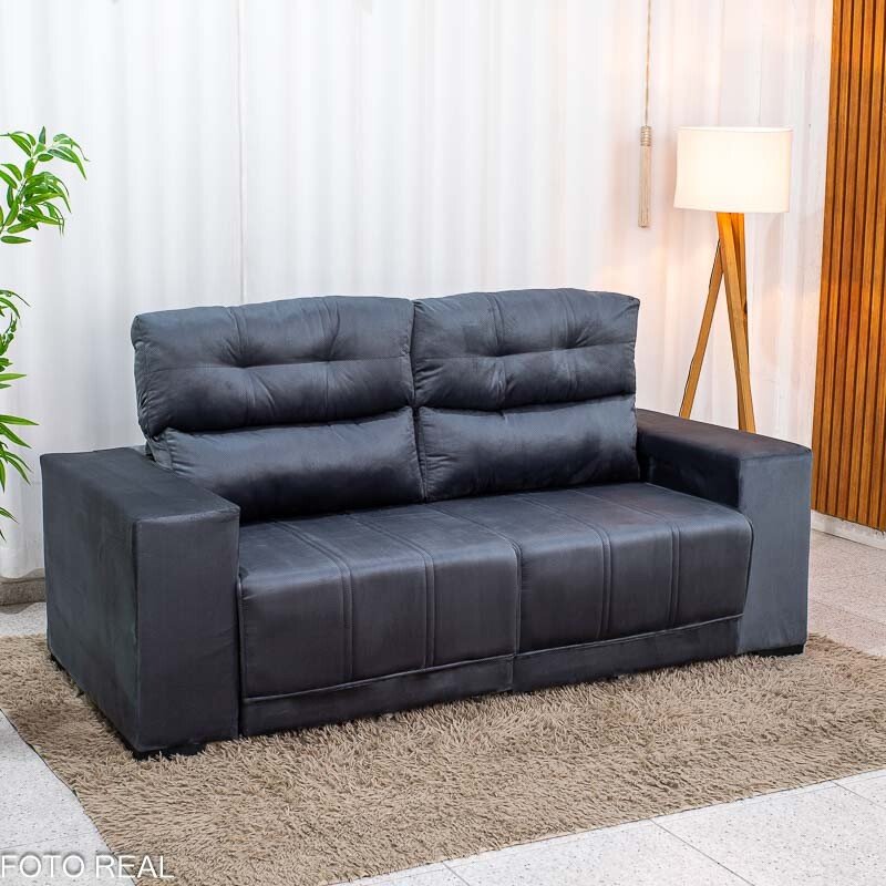 Sofá Retrátil Reclinável Royal 2.00m Veludo Grafite - Imagem 3