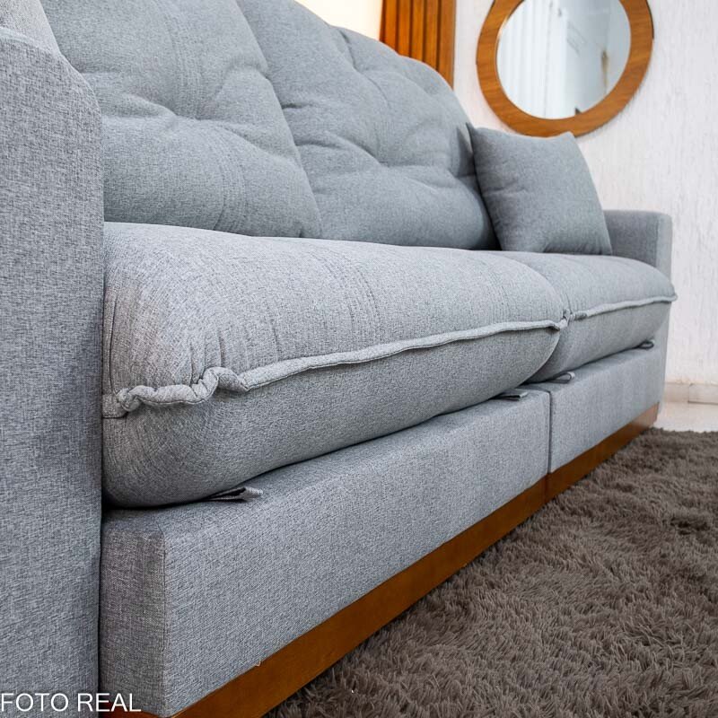 Sofá Retrátil Reclinável Ruah 2.90m Linho Cinza 2016 - Molas Ensacadas - Imagem 8