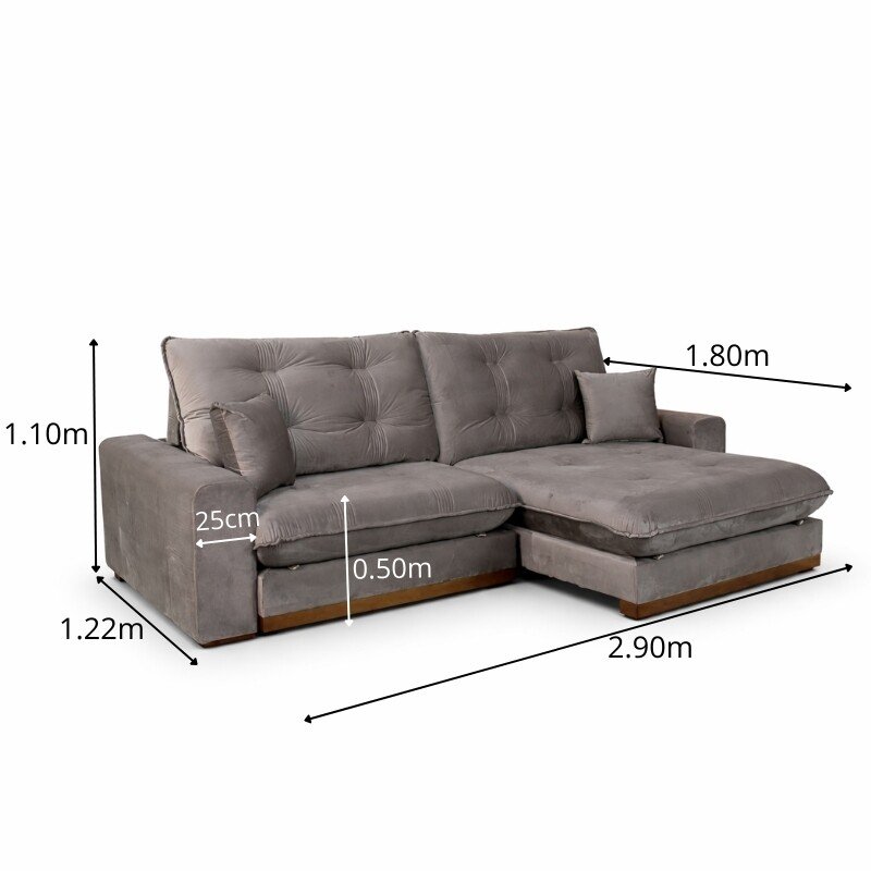 Sofá Retrátil Reclinável Ruah 2.90m Veludo Avelã 4052 - Molas Ensacadas - Imagem 2