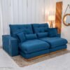 Sofá Retrátil Reclinável Toronto 2.50m Veludo Azul 4061 - D33 e Molas Ensacadas