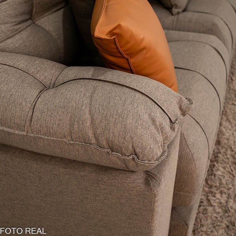 Sofá Retrátil Reclinável Verona 3.20m Linho Marrom - Molas Ensacadas - Imagem 8