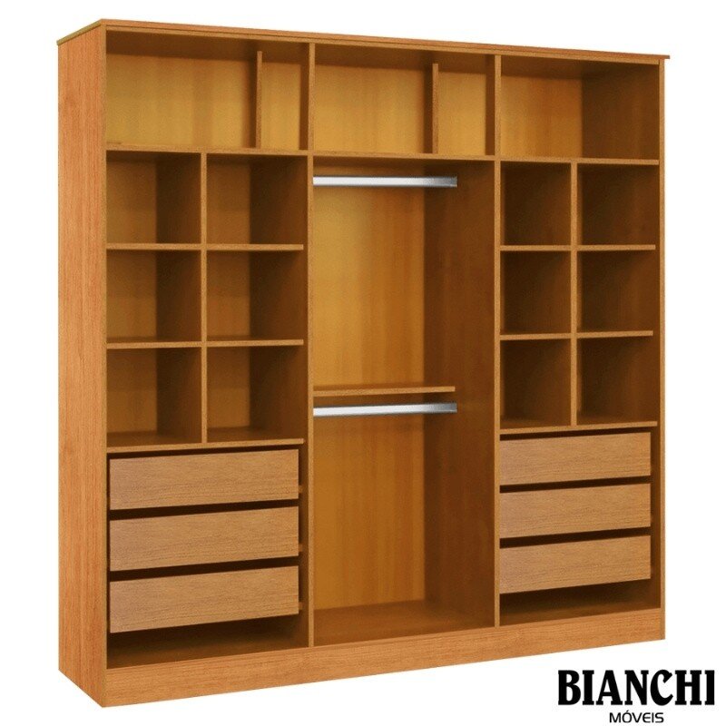 Guarda-roupa Casal Bianca 6 Portas Larg. 2.30m 100% MDF Nature/Off - Bianchi - Imagem 2