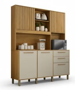 Armário Cozinha Diamante Larg. 1.63m Cinamomo/Off 5 Portas 2 Gavetas - Valdemoveis