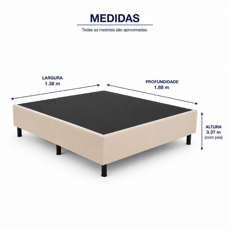 Box Casal Sued Bege 138x188x37 - Ortobel - Imagem 2