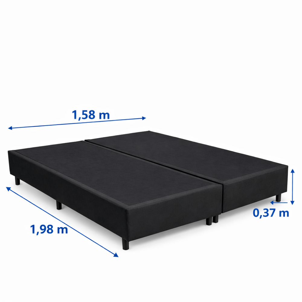 Box Queen Bipartida Sued Preto 158x198 - Ortobel - Imagem 2