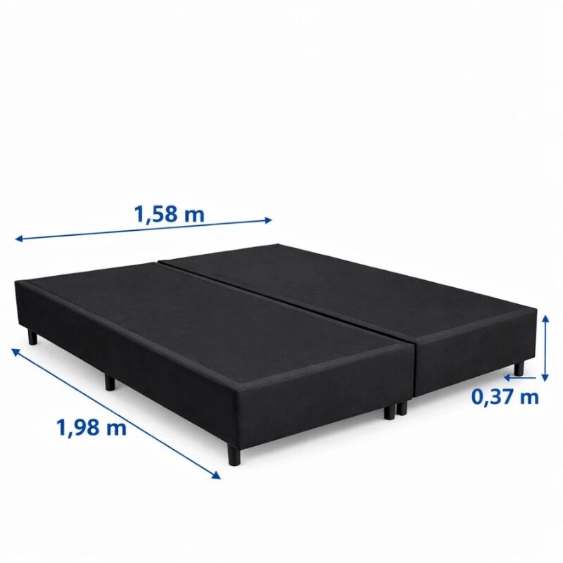 Box Queen Bipartida Corino Preto 158x198 - Ortobel - Imagem 2