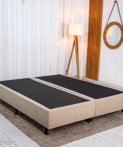 Box Queen Bipartida Sued Bege 158x198x37 - Ortobel