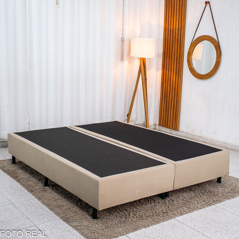 Box Queen Bipartida Sued Bege 158x198x37 - Ortobel
