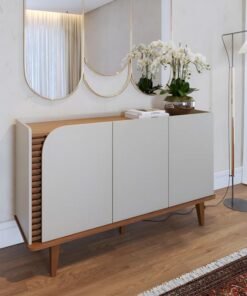 Buffet Jurerê C/Detalhe Ripado Off White Matte/Freijó Larg. 1.36m - Colibri