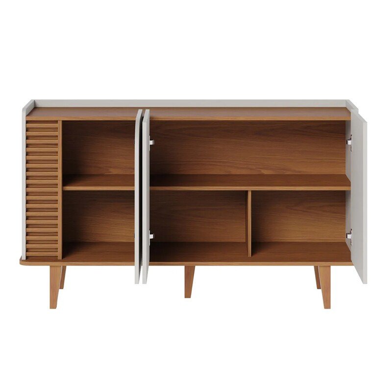 Buffet Jurerê C/Detalhe Ripado Off White Matte/Freijó Larg. 1.36m - Colibri - Imagem 2