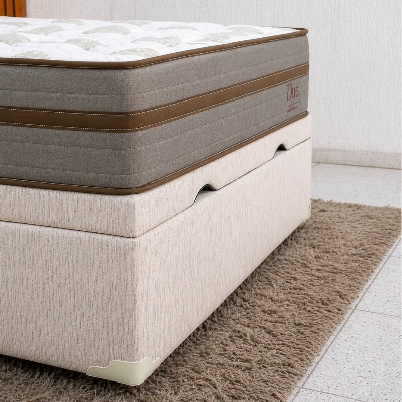 Colchão Casal Due Molas Ensacadas - Viero + Base Box Baú Casal Prime Confort Corino Palha Blindado - Issacar 138x188x71 | Suporta até 240kg - Imagem 5