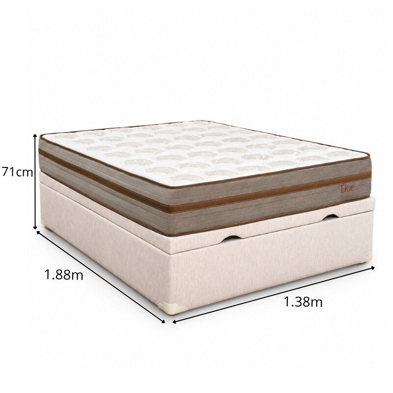 Colchão Casal Due Molas Ensacadas - Viero + Base Box Baú Casal Prime Confort Corino Palha Blindado - Issacar 138x188x71 | Suporta até 240kg - Imagem 7