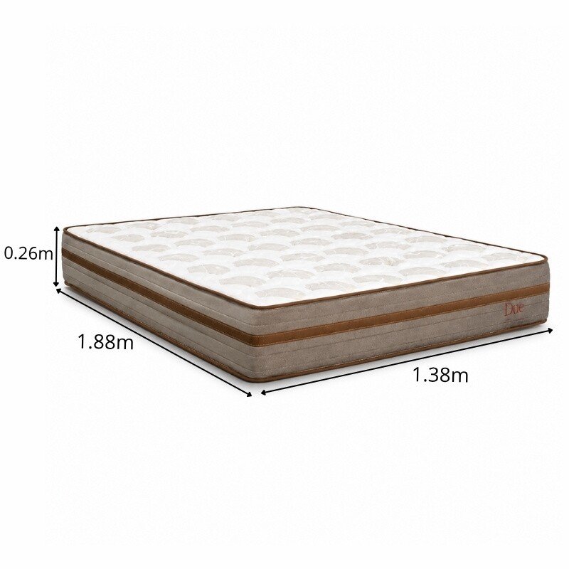 Colchão Casal Due Molas Ensacadas - Viero + Base Box Baú Casal Prime Confort Corino Palha Blindado - Issacar 138x188x71 | Suporta até 240kg - Imagem 8