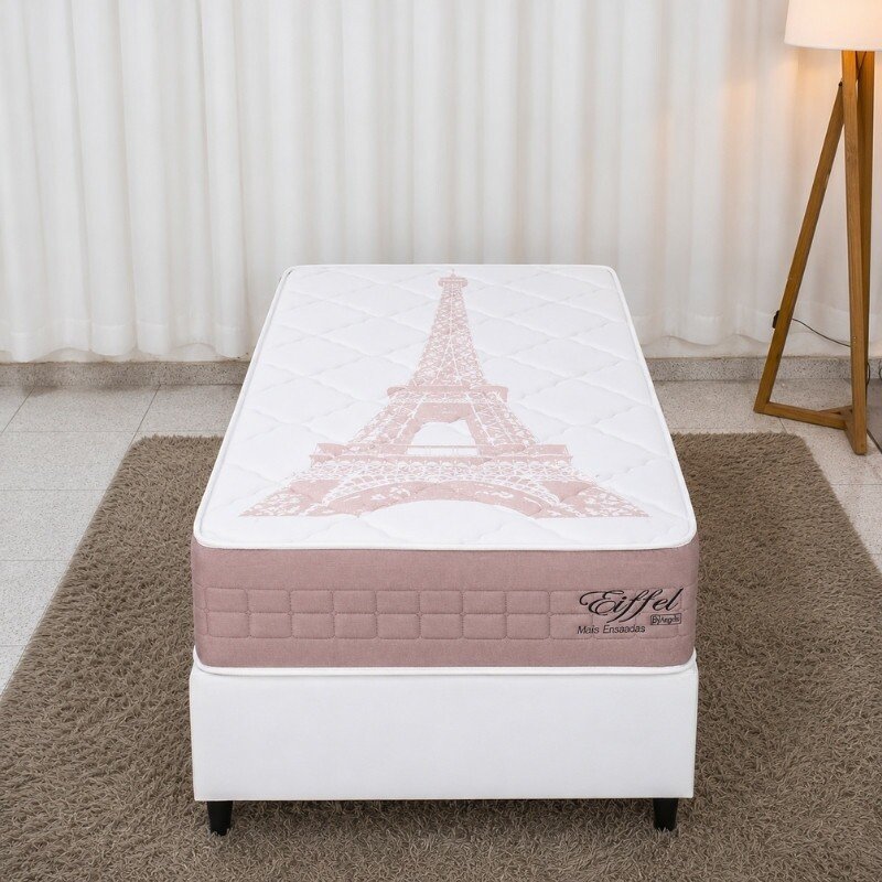 Colchão Solt. Eiffel Molas Ensacadas Rosa - Anjos + Box Solt. Korino Branca - 88x188x63 | Suporta até 130kg - Imagem 2