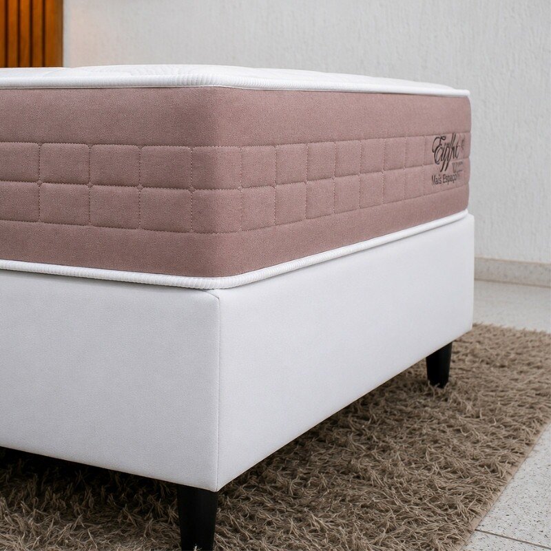 Colchão Solt. Eiffel Molas Ensacadas Rosa - Anjos + Box Solt. Korino Branca - 88x188x63 | Suporta até 130kg - Imagem 3