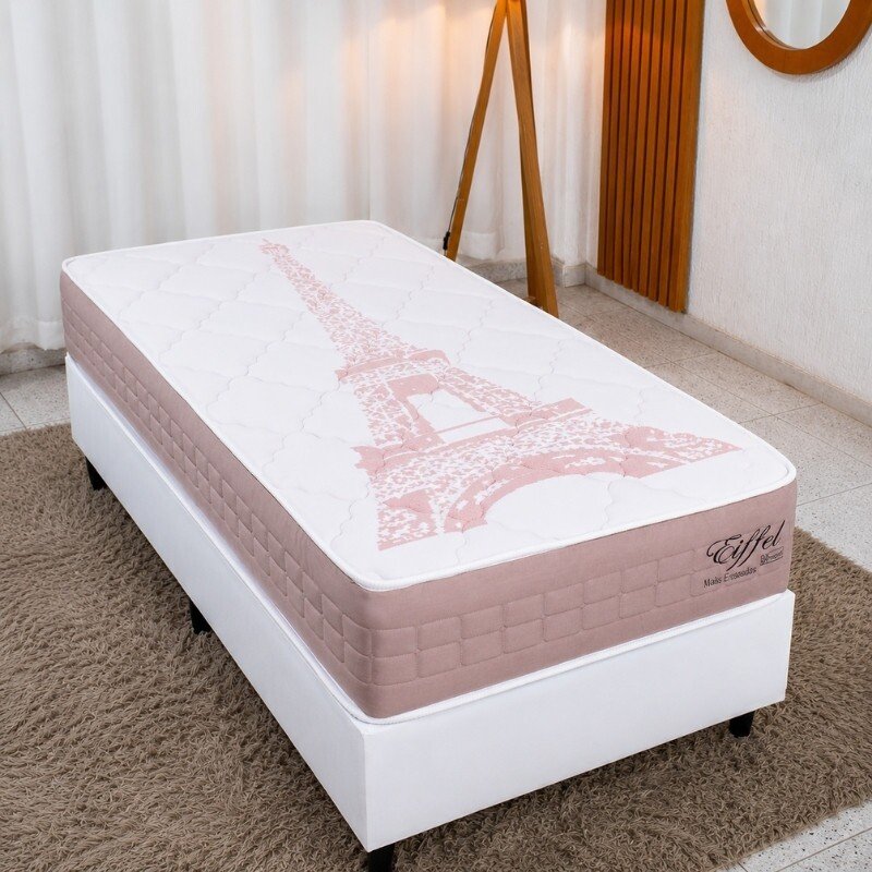 Colchão Solt. Eiffel Molas Ensacadas Rosa - Anjos + Box Solt. Korino Branca - 88x188x63 | Suporta até 130kg - Imagem 4