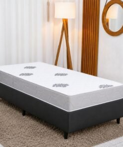 Colchão Solteiro Confort Premium Ortopédico D28 - Inovaflex + Box Solt. Korino Preto Ortobel - 88x188x55 | Suporta até 120kg