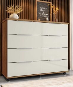 Cômoda Athenas Larg. 1.21m com 8 Gavetas Cedro/Areia - Rud Rack
