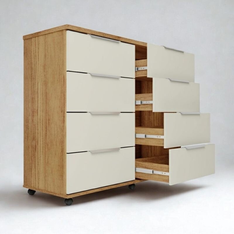 Cômoda Athenas Larg. 1.21m com 8 Gavetas Cedro/Areia - Rud Rack - Imagem 2