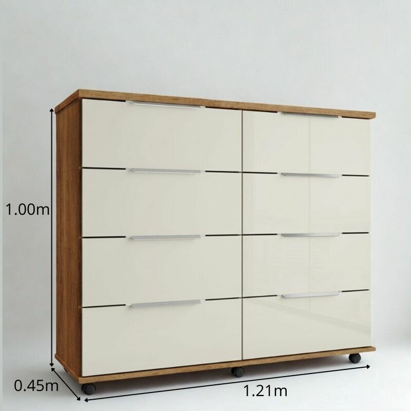 Cômoda Athenas Larg. 1.21m com 8 Gavetas Cedro/Areia - Rud Rack - Imagem 4