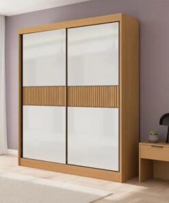 Guarda-Roupa Atenas Ripado Larg. 1.85m Cinamomo/Off 2 Portas 3 Gavetas - D'Doro