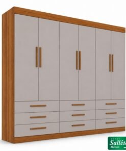 Roupeiro Dinamarca Larg. 1.84m Cinamomo/Off 6 Portas 9 Gavetas - Sallêto